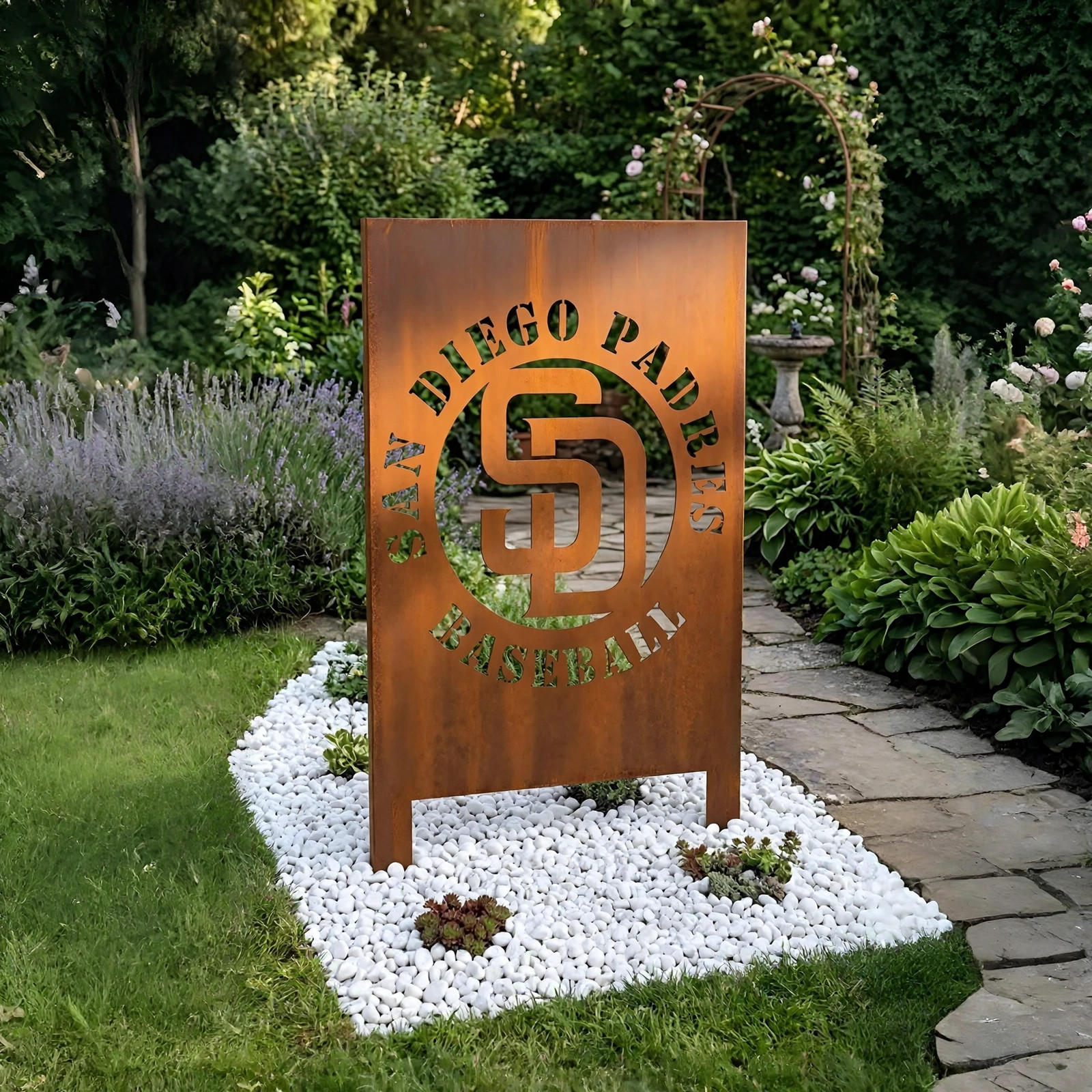 San Diego Padres Logo Metal Garden Panel – MLB Baseball Fan Outdoor Yard Decor Gift