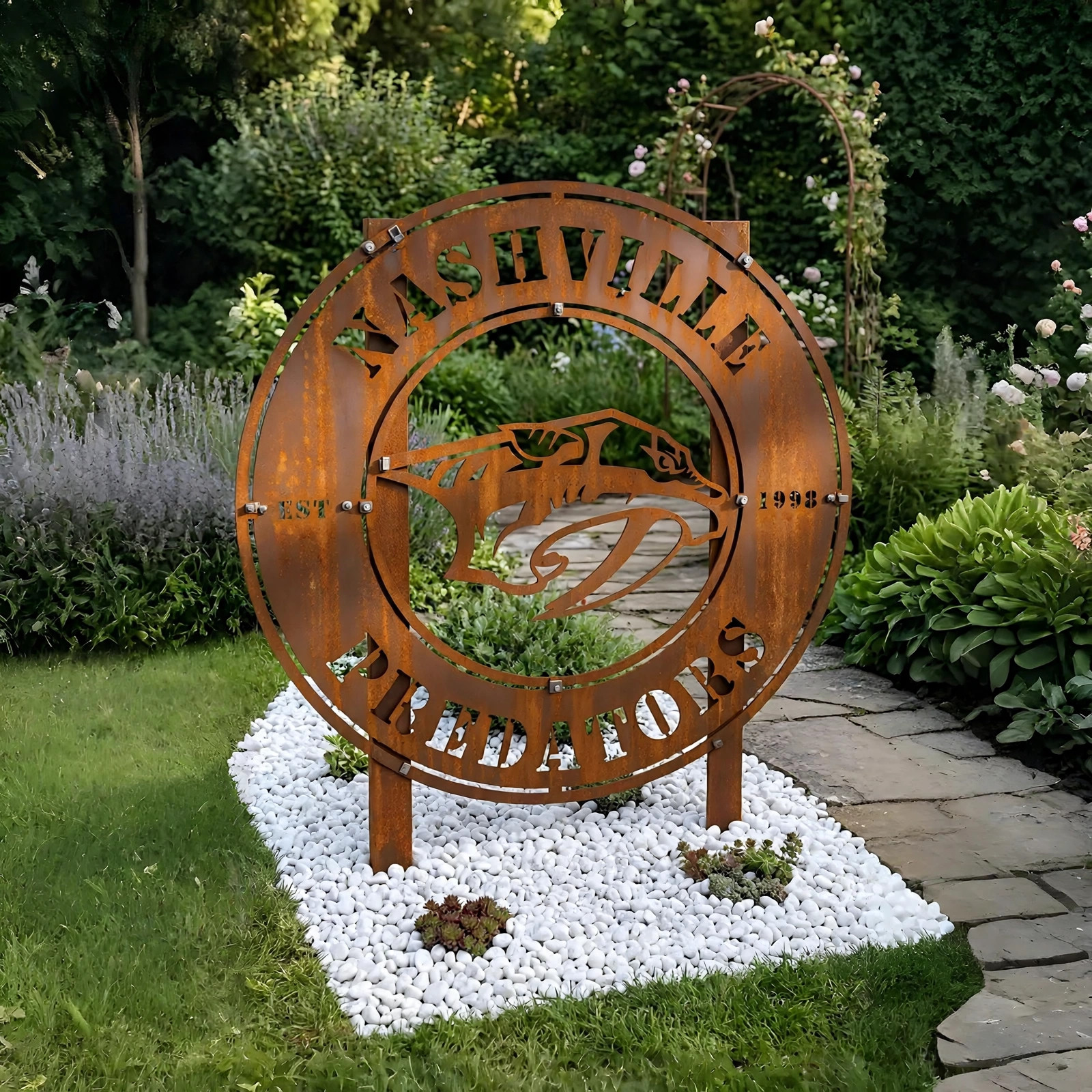 NHL Nashville Predators Metal Garden Panel Yard Art Outdoor Decor