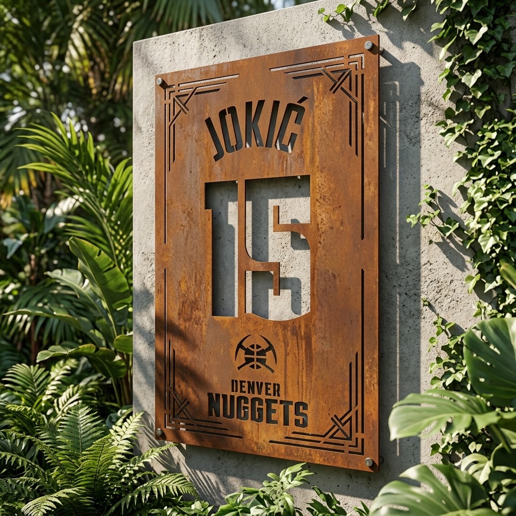 Custom Nikola Jokic 15 Denver Nuggets Custom Metal Garden PanelNBA Fan Wall Art Home Decor