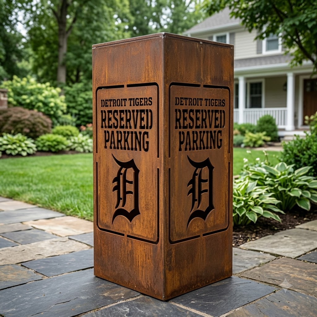 Detroit Tigers Reserved Parking Metal Sign LED Light MLB Fan Wall Art Decor