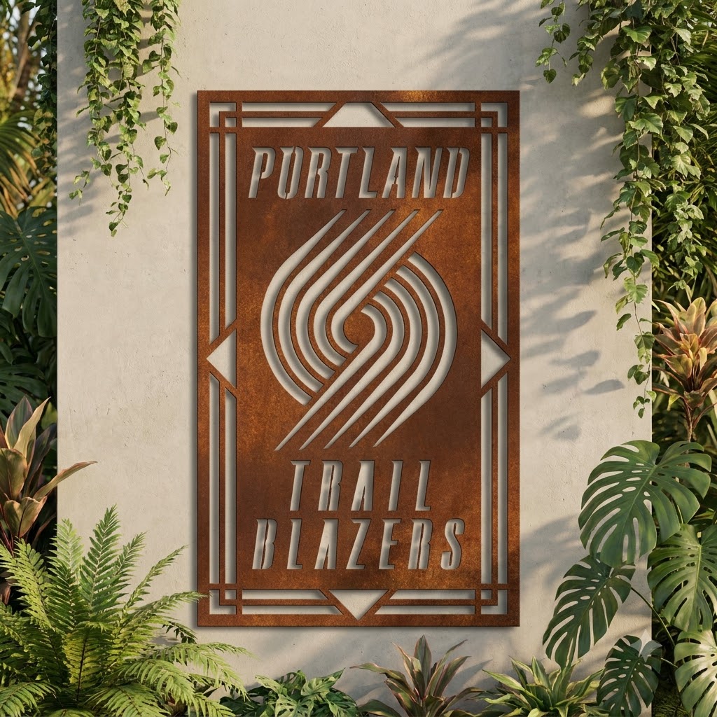 Portland Trail Blazers Logo Custom Metal Garden PanelNBA Fan Wall Art Home Decor