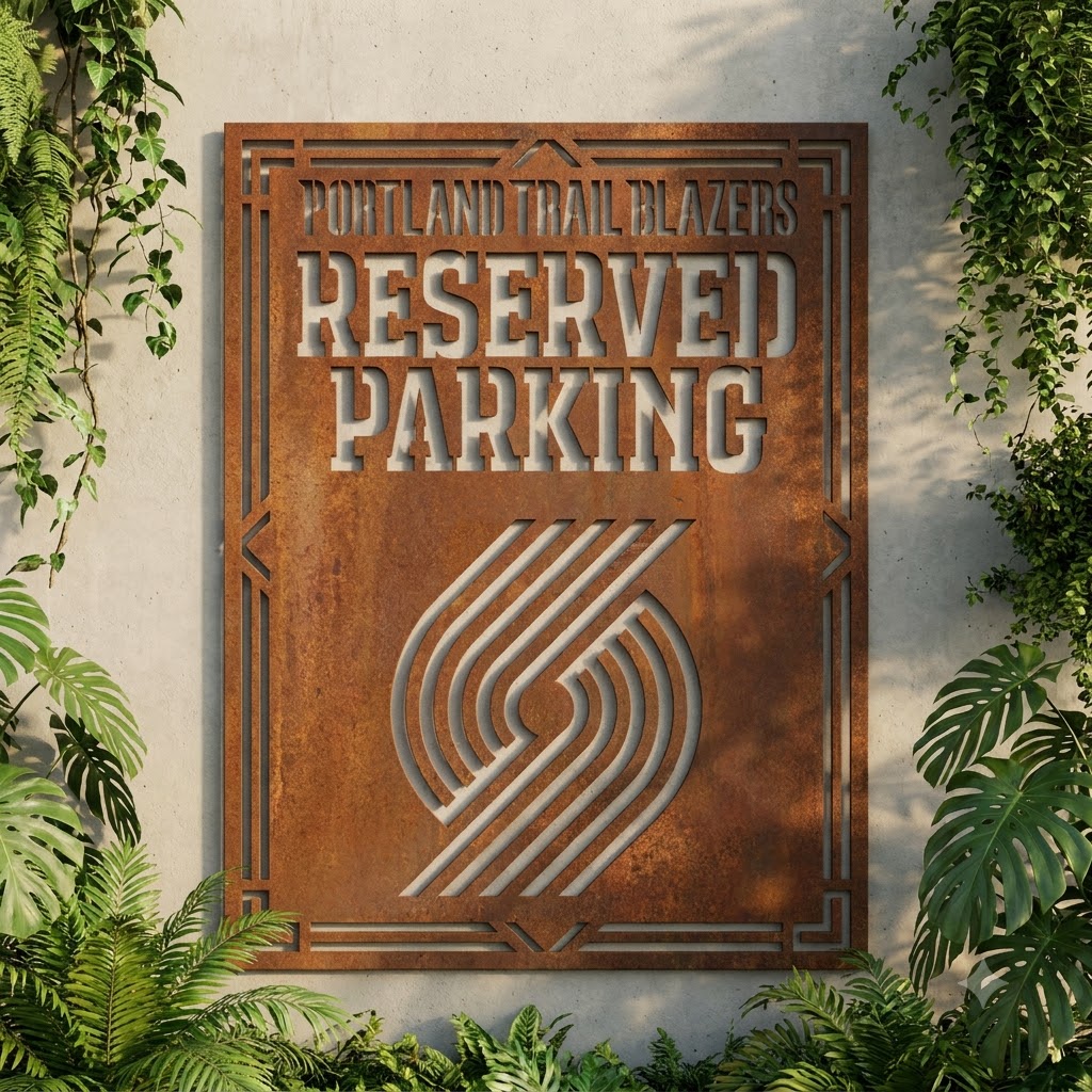 Portland Trail Blazers Reserved Parking Logo Custom Metal Garden PanelNBA Fan Wall Art Home Decor