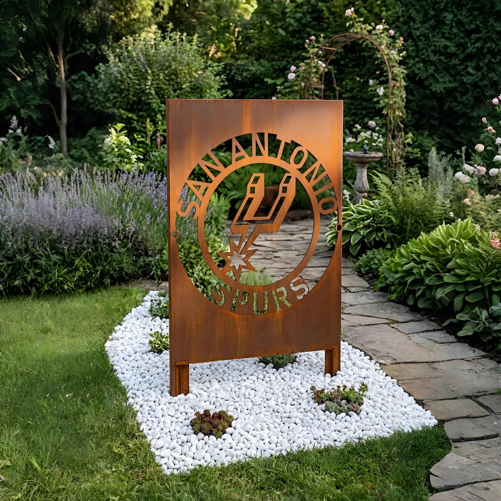 San Antonio Spurs Logo Metal Garden Panel – NBA Basketball Fan Outdoor Yard Decor Gift