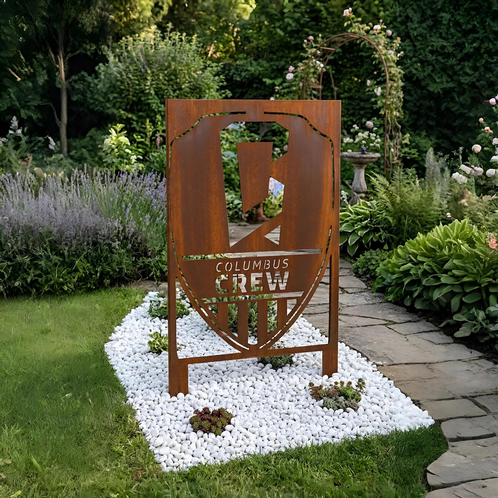 Columbus Crew Logo Metal Garden Panel – MLS Soccer Fan Outdoor Yard Decor Gift