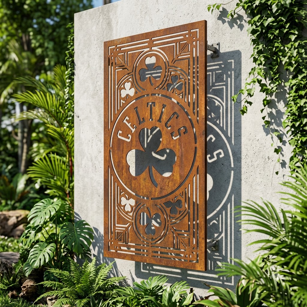 Boston Celtics Logo Custom Metal Garden PanelNBA Fan Wall Art Home Decor