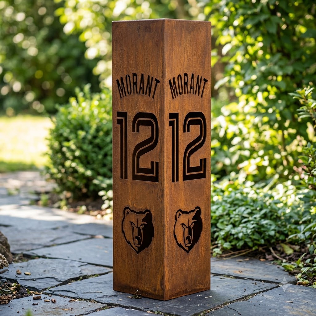 Custom Ja Morant 12 Memphis Grizzlies Garden Metal ColumnNBA Fan Wall Art Home Decor