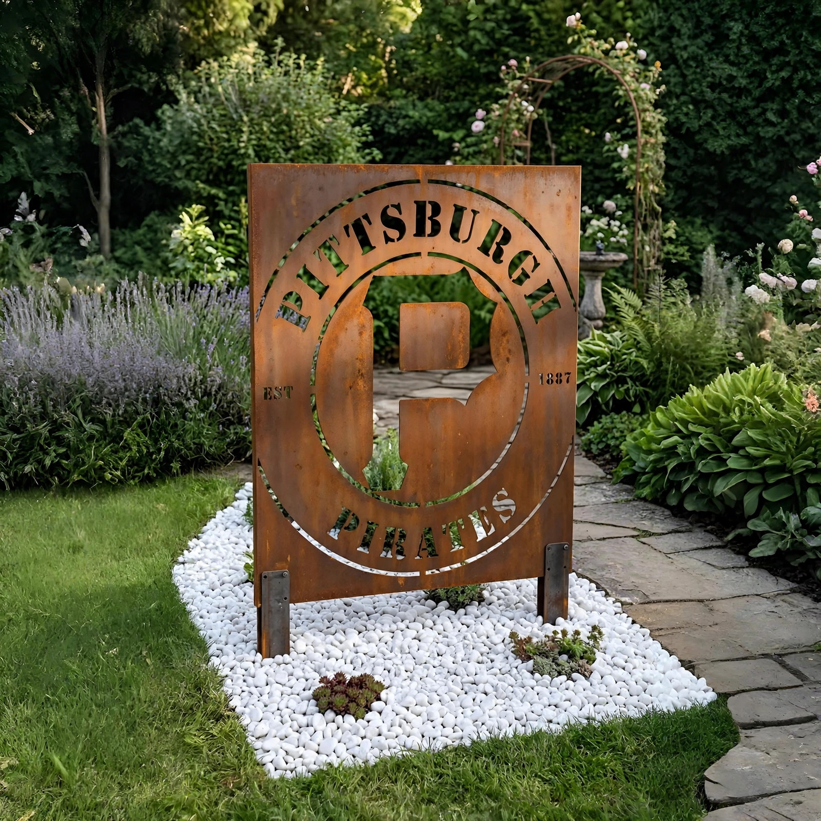 Pittsburgh Pirates Logo Metal Garden Panel – MLB Baseball Fan Outdoor Yard Decor Gift