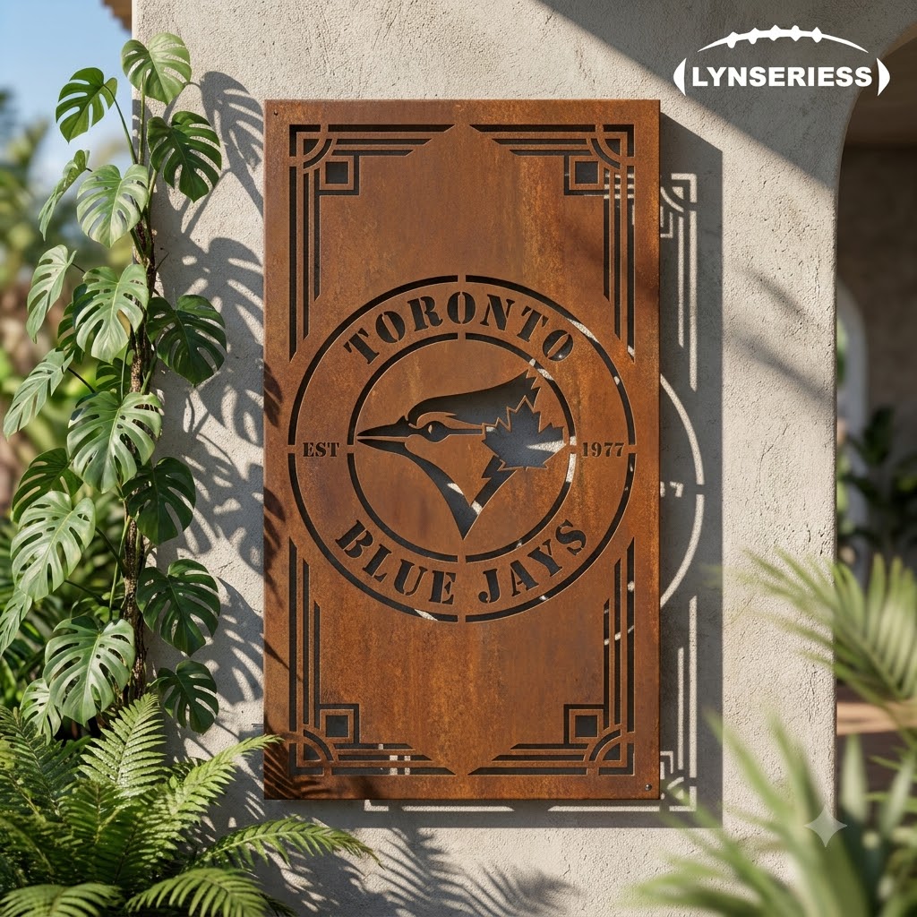 Toronto Blue Jays MLB Metal Wall Panel Metal Wall Art Baseball Fan Gift Outdoor Patio Porch Vintage Decor