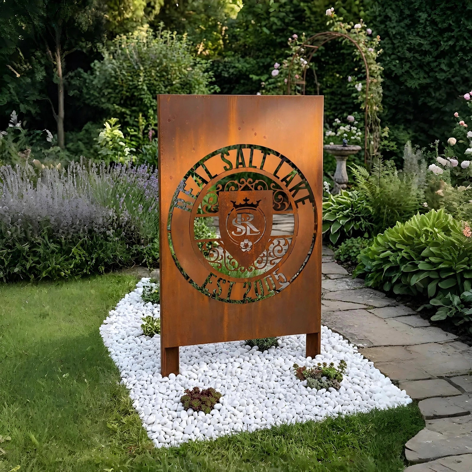 Real Salt Lake Logo Metal Garden Panel – MLS Soccer Fan Outdoor Yard Decor Gift