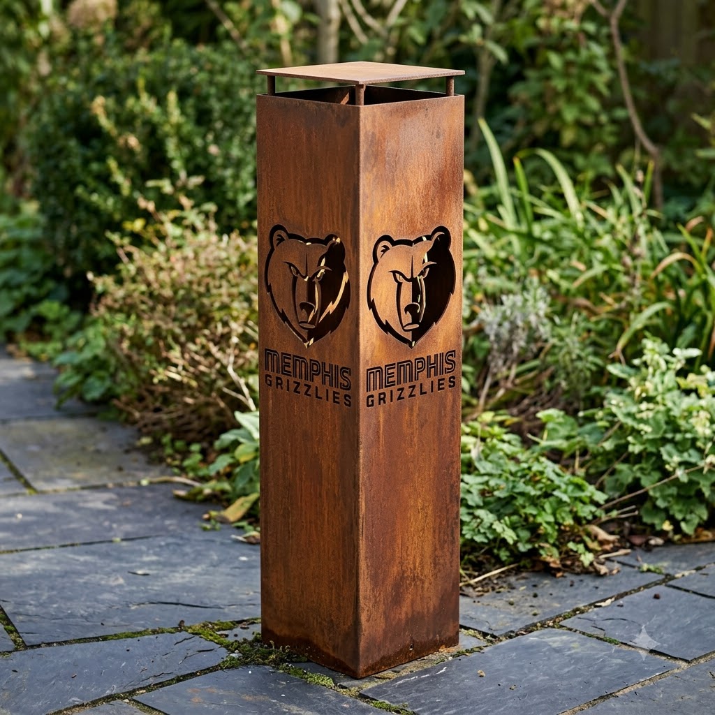 Memphis Grizzlies Logo Garden Metal ColumnNBA Fan Wall Art Home Decor