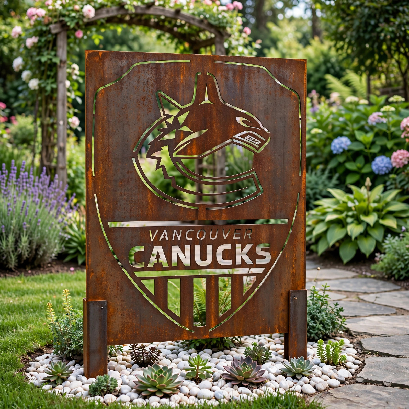 NHL Vancouver Canucks Shield Shape NHL Fan Wall Art Home Decor Metal Garden Panel Yard Art Outdoor Decor