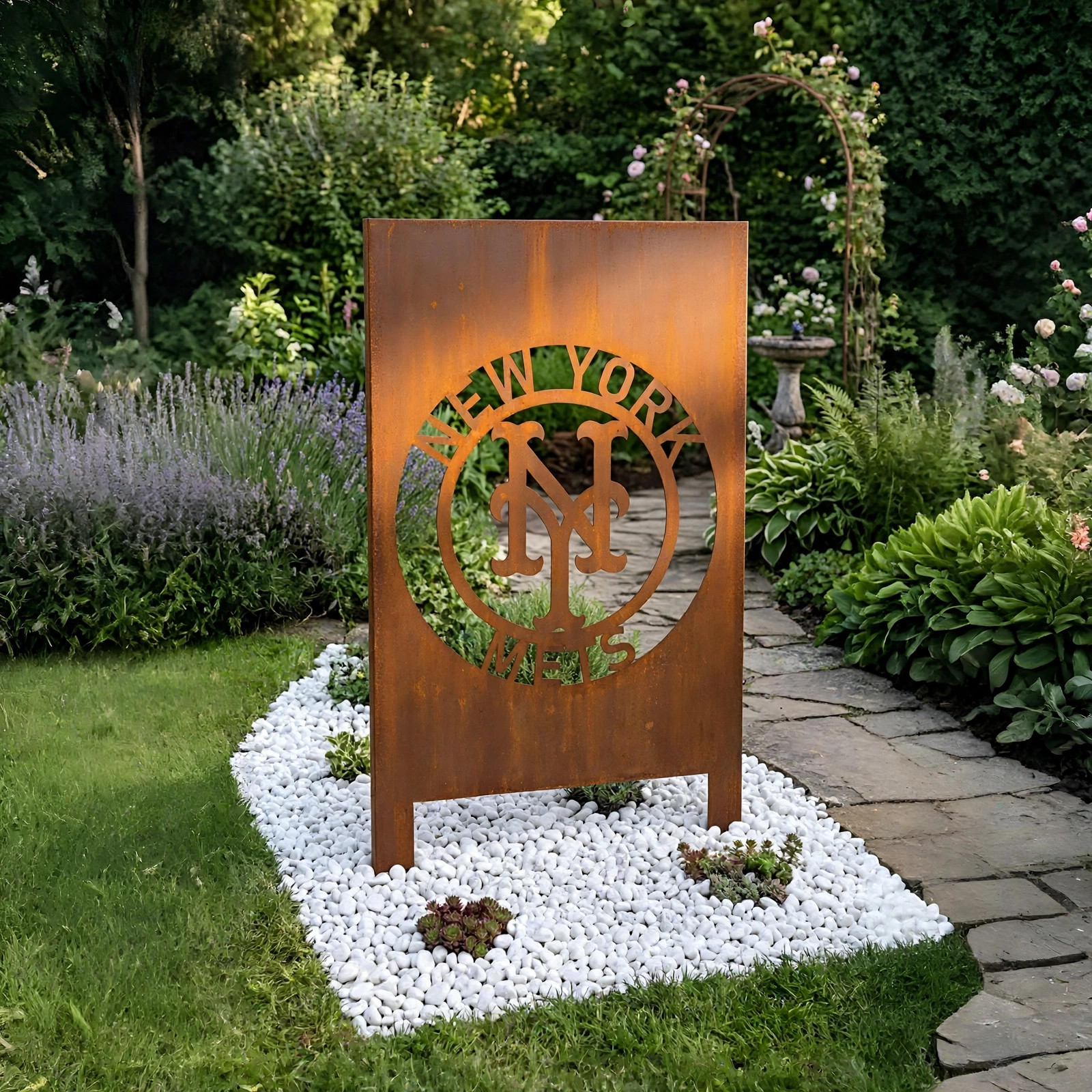 New York Mets Logo Metal Garden Panel – MLB Baseball Fan Outdoor Yard Decor Gift