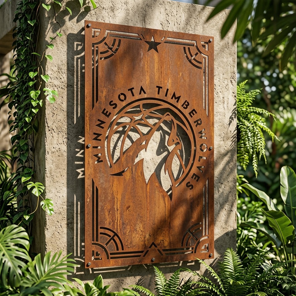 Minnesota Timberwolves Logo Custom Metal Garden PanelNBA Fan Wall Art Home Decor