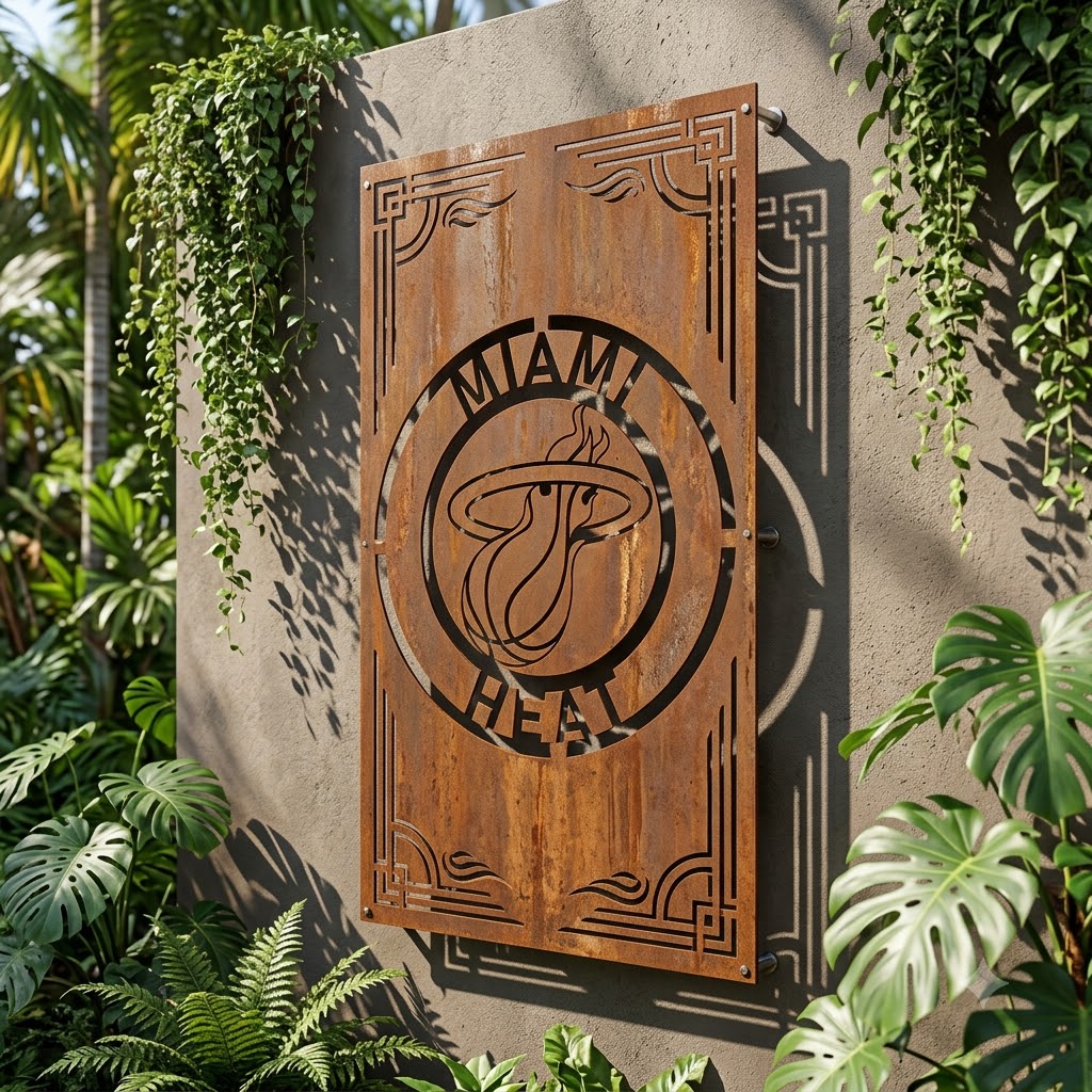 NBA MIAMI HEAT Custom Metal Garden PanelBasketball Wall Art Home Decor