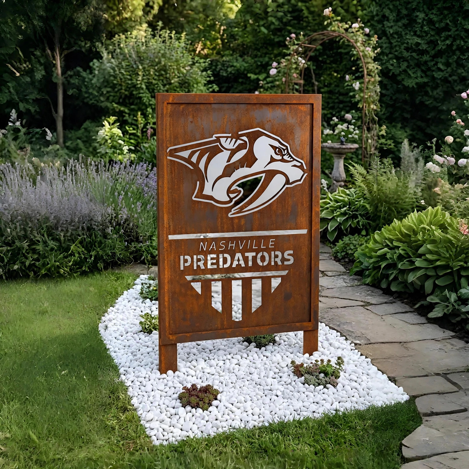 NHL Nashville Predators Shield Shape NHL Fan Wall Art Home Decor Metal Garden Panel Yard Art Outdoor Decor