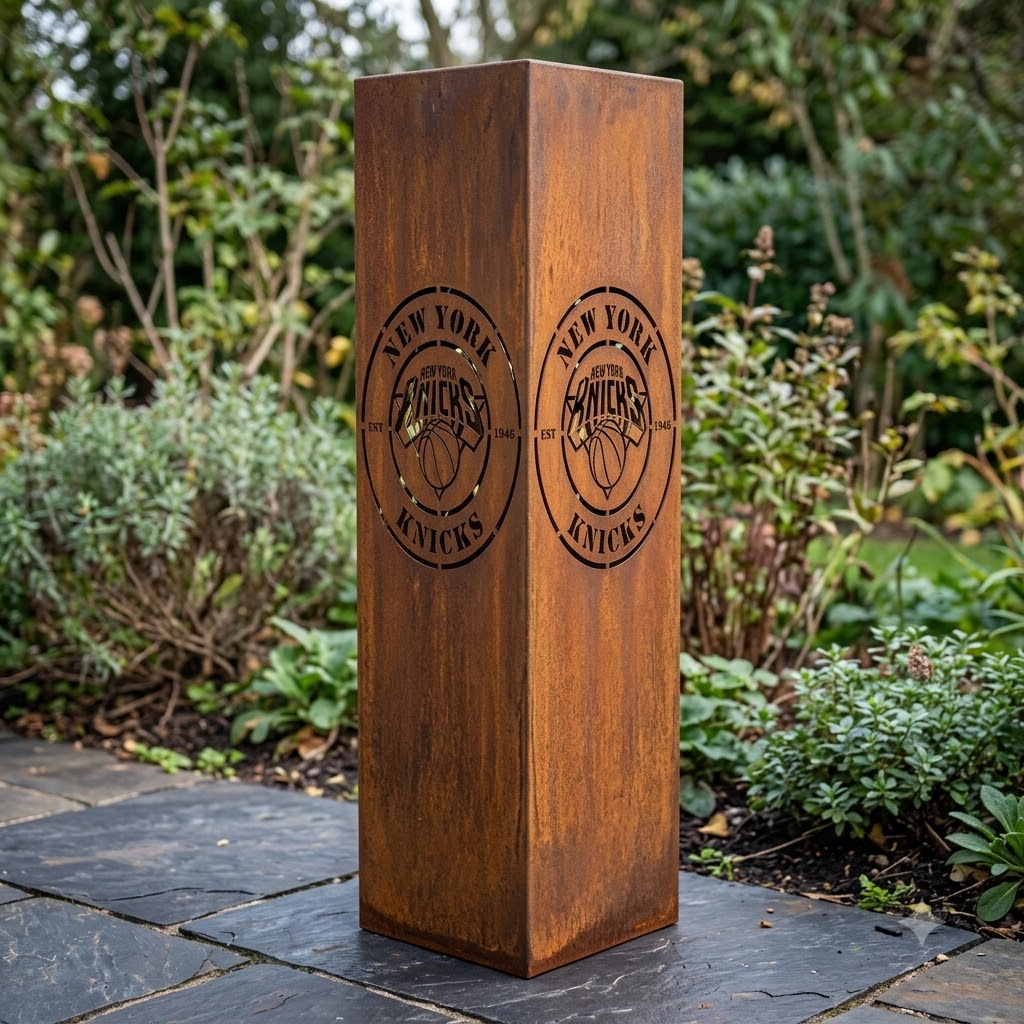 New York Knicks NBA Garden Metal Column Metal Wall Art Basketball Fan Gift Outdoor Patio Porch Vintage Deco