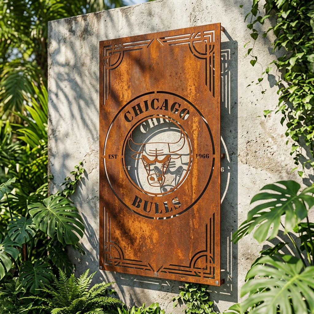 Chicago Bulls Custom Metal Garden PanelNBA Wall Art Home Decor