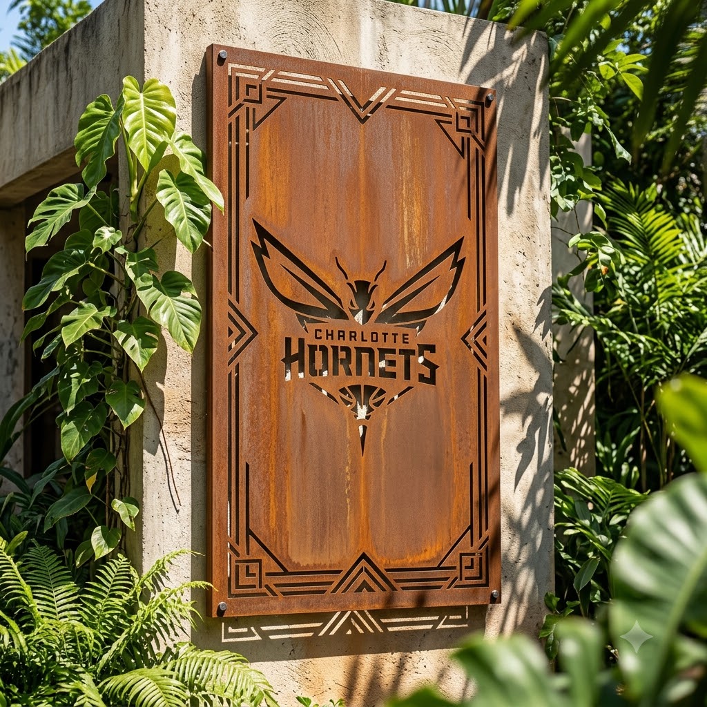 Charlotte Hornets Custom Metal Garden PanelHome Bar Wall Art Decor