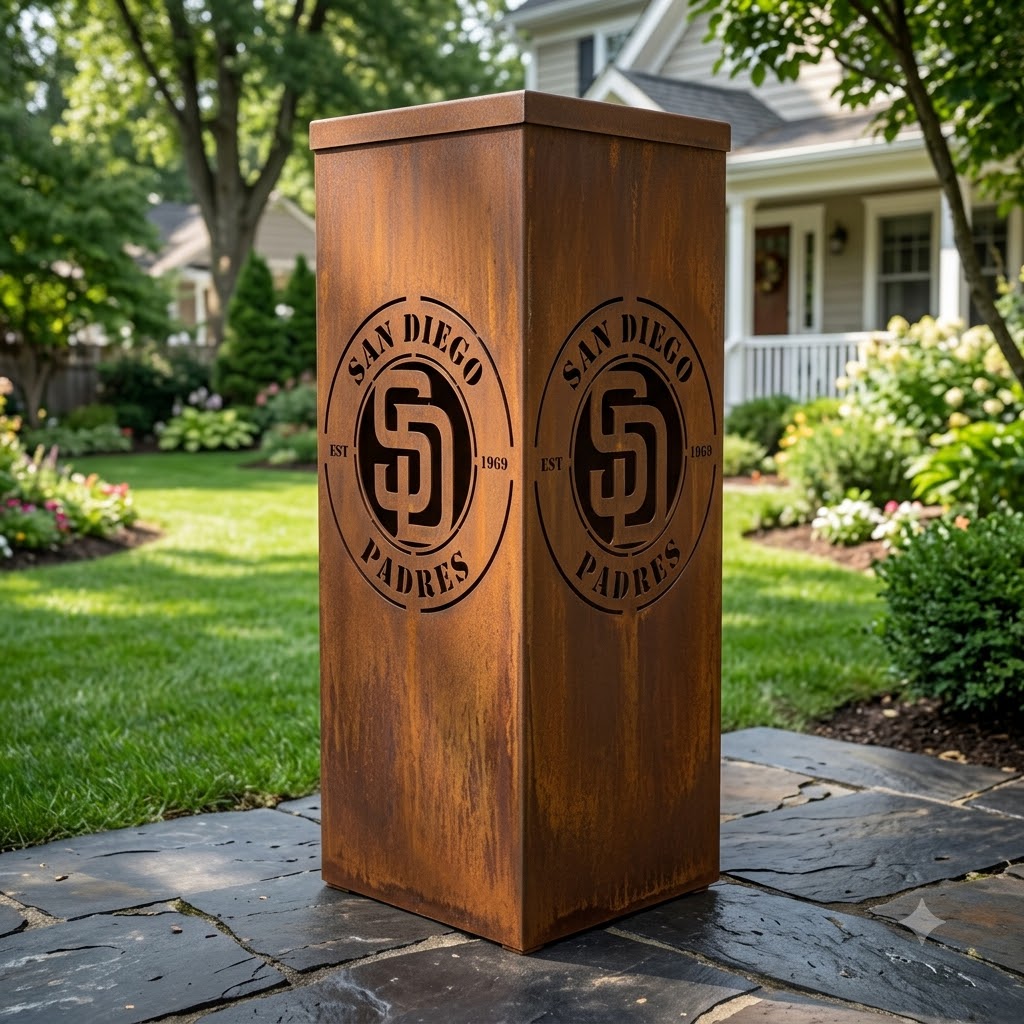 San Diego Padres MLB Fire Roasted Metal Wall Art Baseball Fan Gift Outdoor Patio Porch Vintage Decor