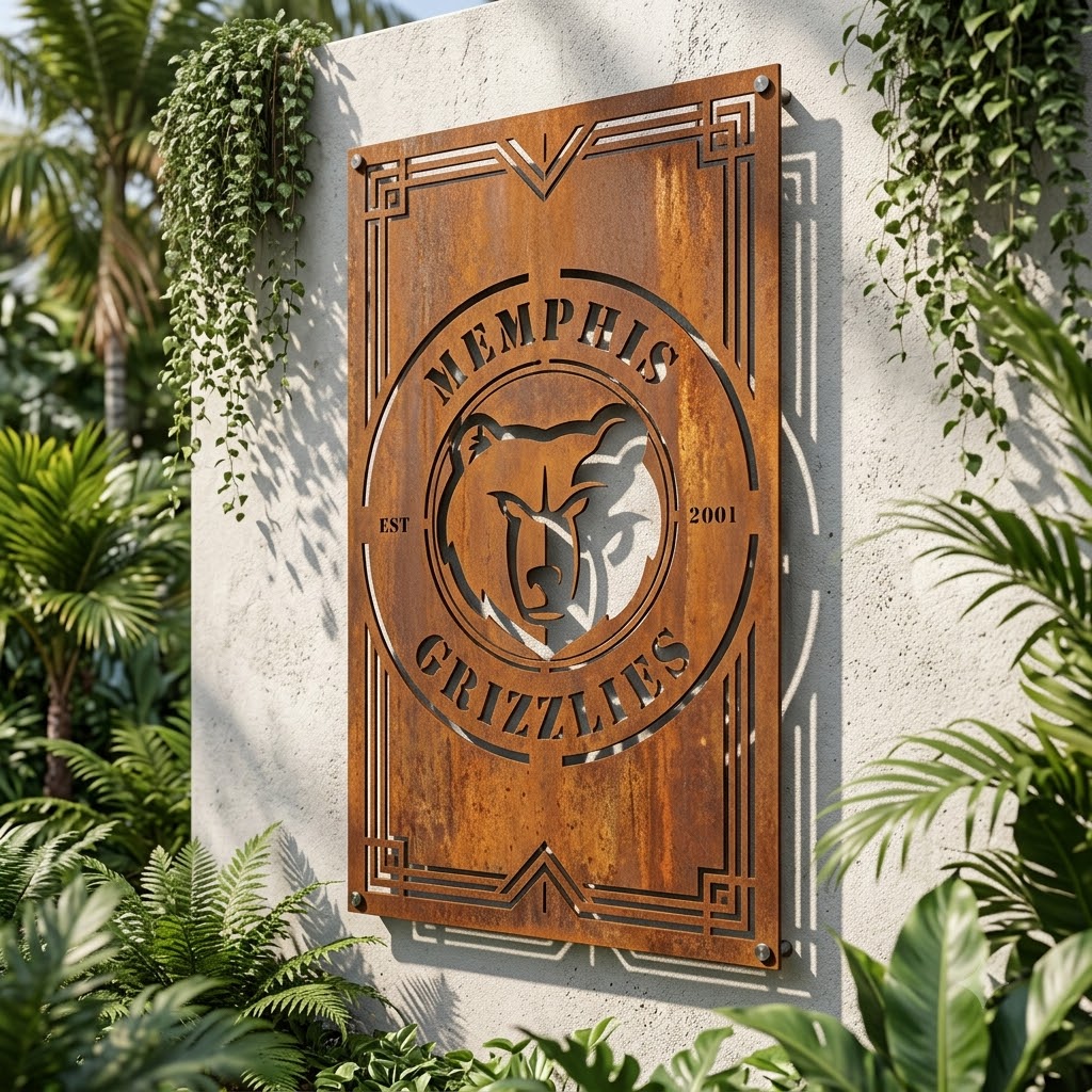 Memphis Grizzlies Custom Metal Garden PanelNBA Wall Art Home Decor