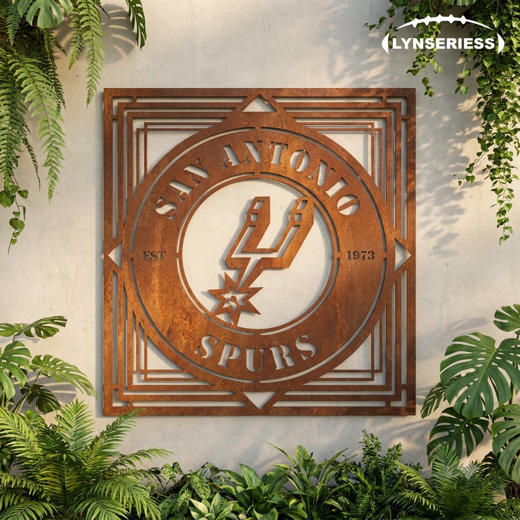 San Antonio Spurs NBA Custom Metal Garden Panel Metal Wall Art Basketball Fan Gift Outdoor Patio Porch Vintage De