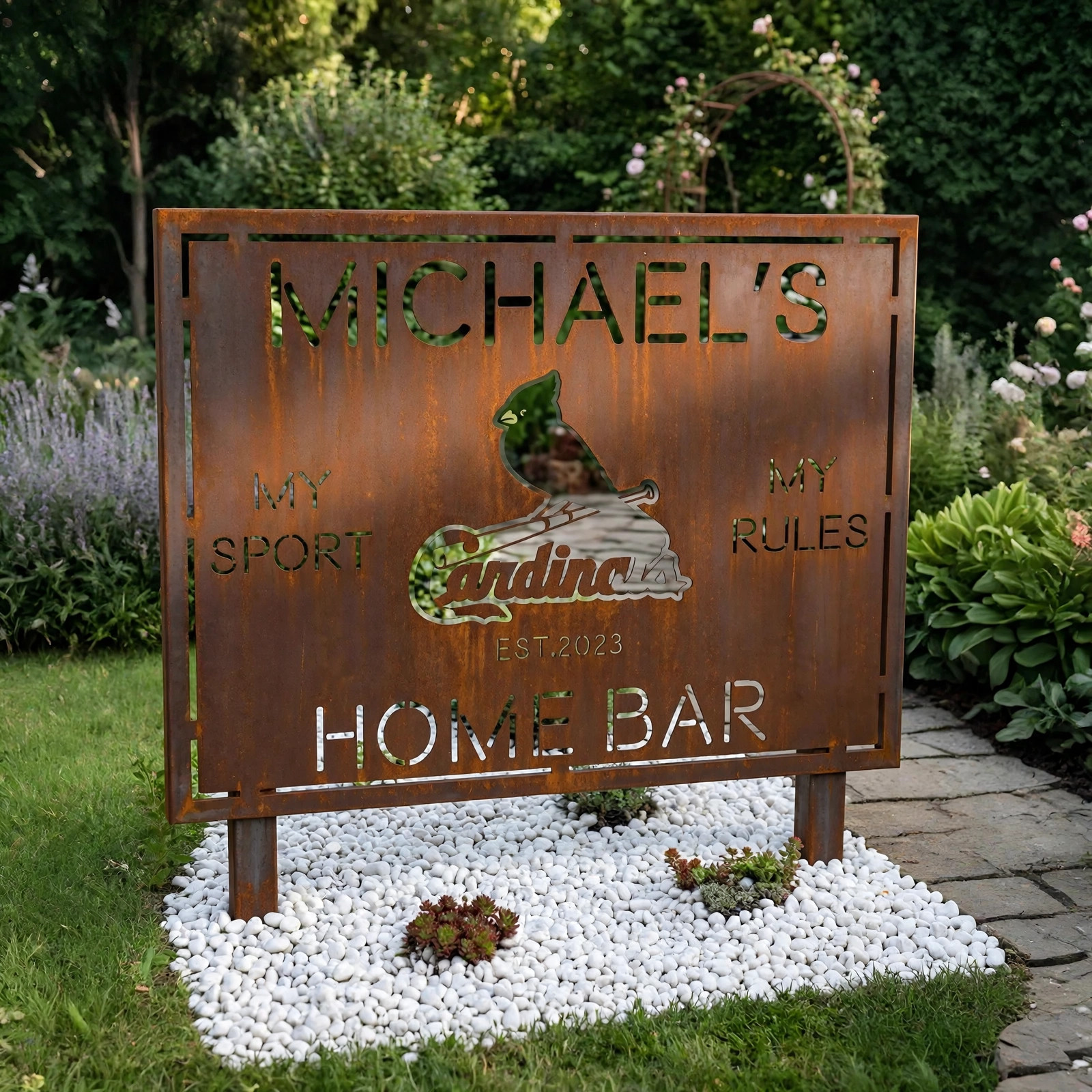 St. Louis Cardinals Personalized Logo Metal Garden Panel – MLB Baseball Fan Outdoor Yard Decor Gift