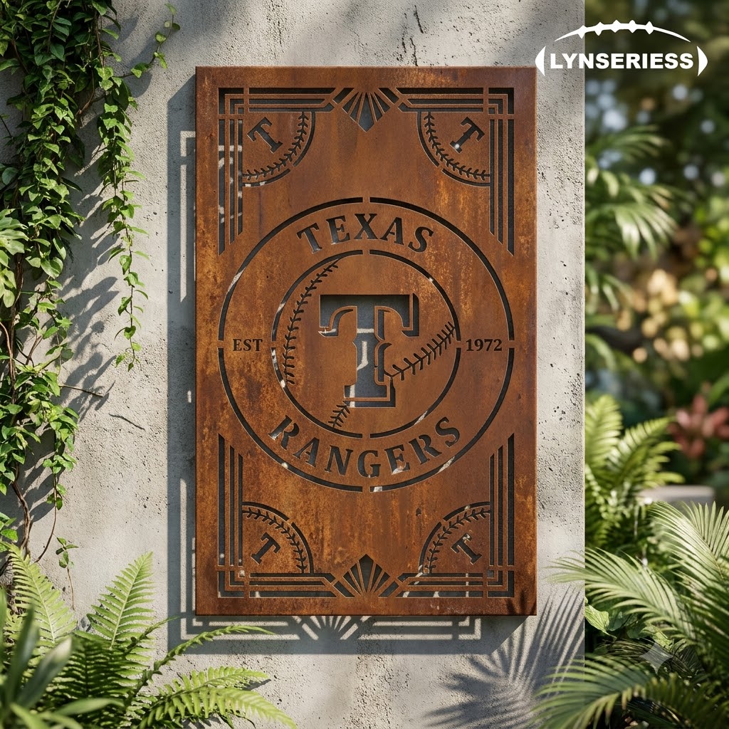 Texas Rangers MLB Metal Wall Panel Metal Wall Art Baseball Fan Gift Outdoor Patio Porch Vintage Decor