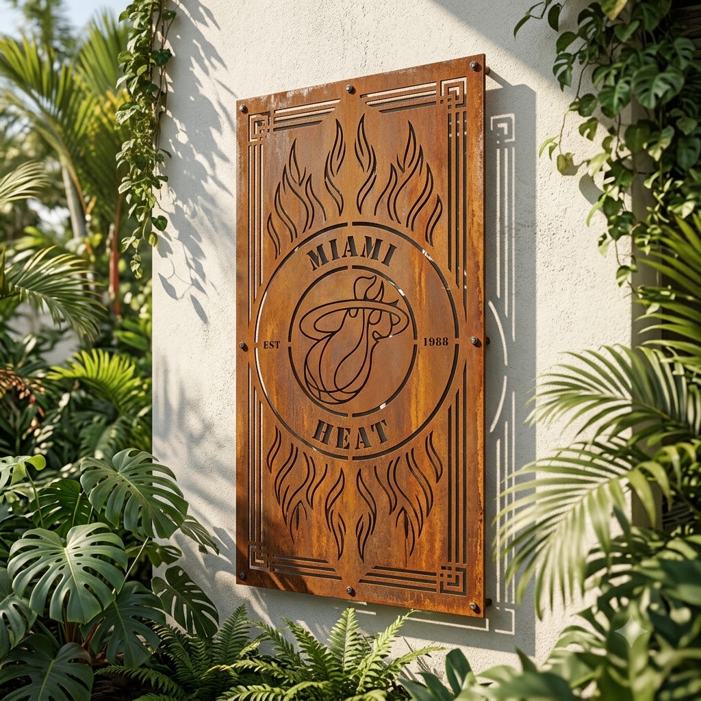 Miami Heat Custom Metal Garden PanelNBA Wall Art Home Decor