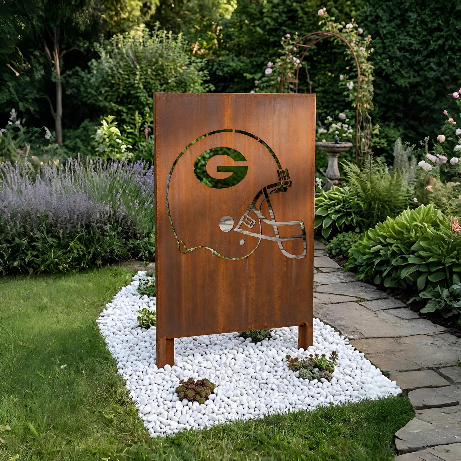 Green Bay Packers Logo Metal Garden Panel – NFL American Football Fan Outdoor Yard Decor Gift