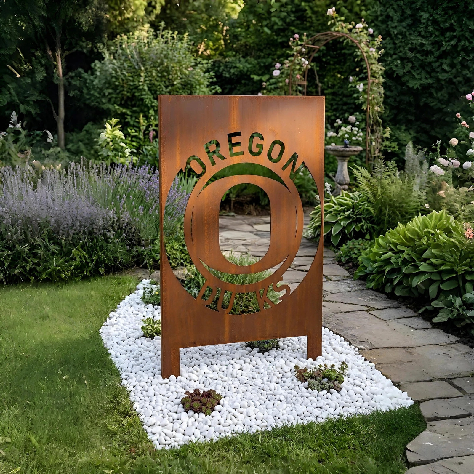Oregon Ducks Logo Metal Garden Panel – NCAA American Football Fan Outdoor Yard Decor Gift