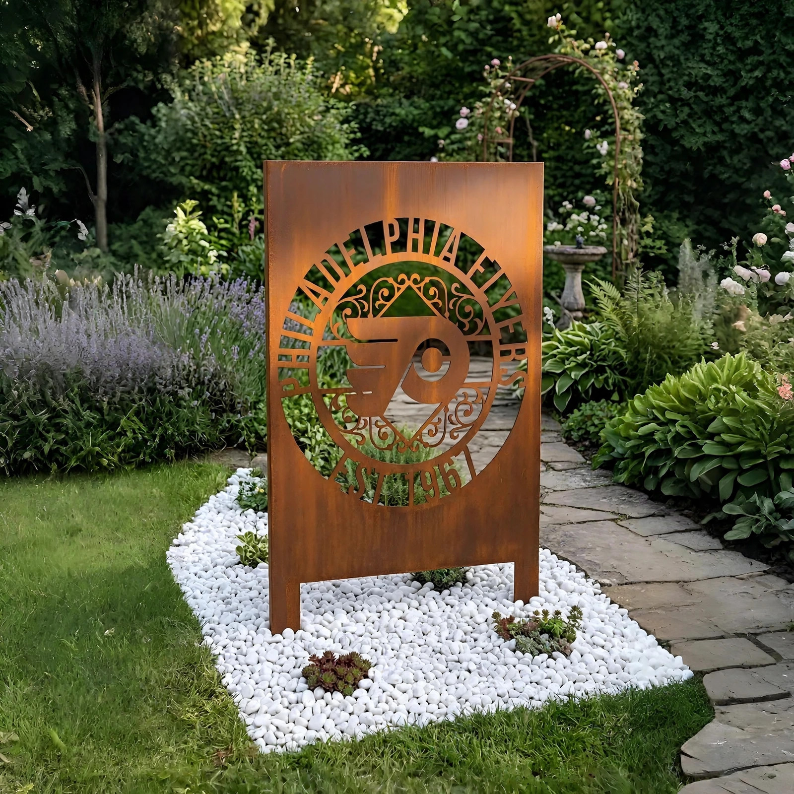 NHL Philadelphia Flyers Hockey Monogram Wall Art Home Decor Metal Garden Panel Yard Art Outdoor Decor