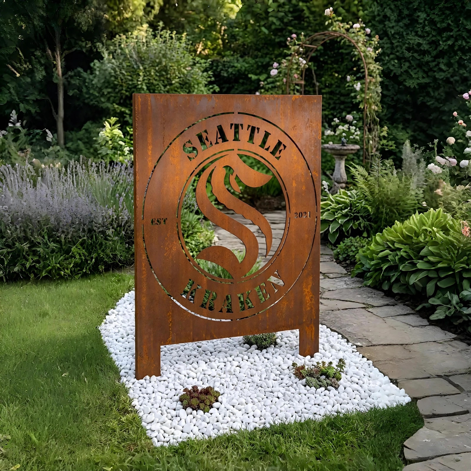 NHL Seattle Kraken NHL Metal Wall Art Hockey Fan Gift Outdoor Patio Porch Vintage Decor Metal Garden Panel Yard Art Outdoor Decor