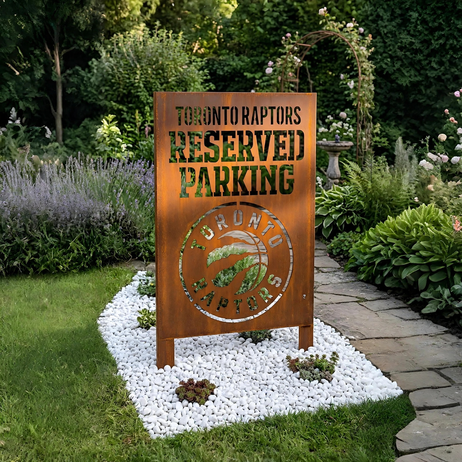 Toronto Raptors Reserved Parking Logo Metal Garden Panel – NBA Basketball Fan Outdoor Decor Gift