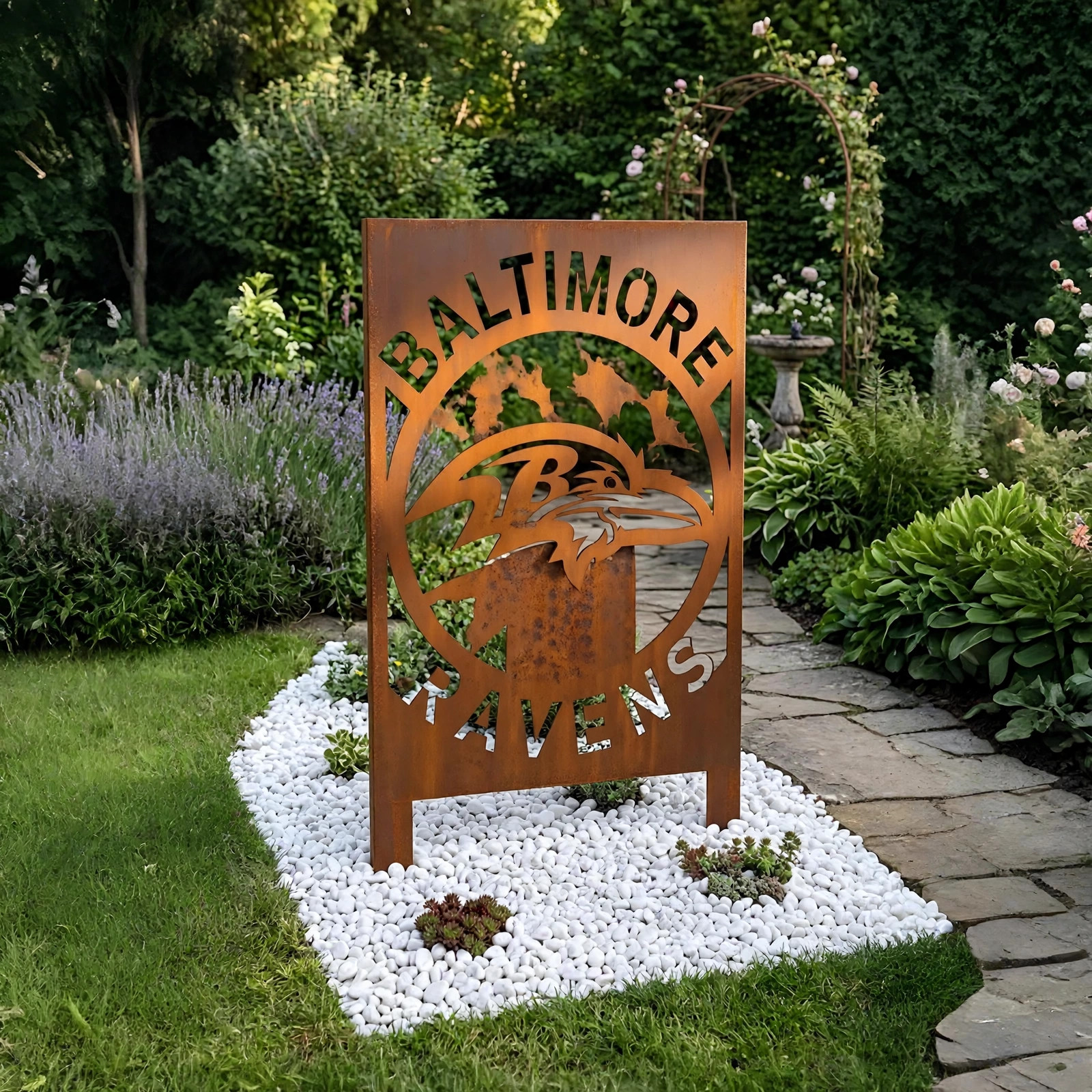 Baltimore Ravens Logo Metal Garden Panel – NFL American Football Fan Outdoor Yard Decor Gift