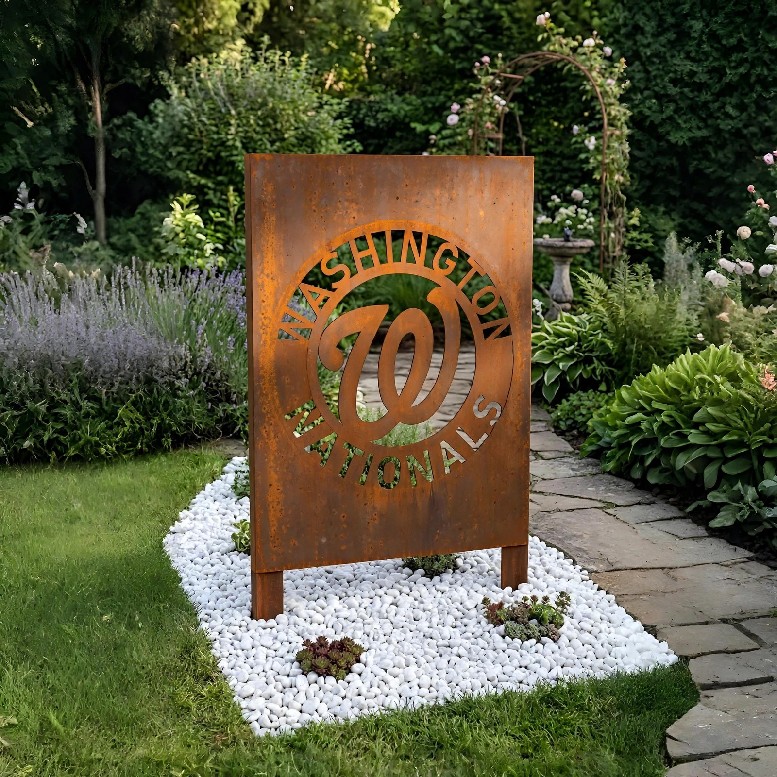 Washington Nationals Logo Metal Garden Panel – MLB Baseball Fan Outdoor Yard Decor Gift