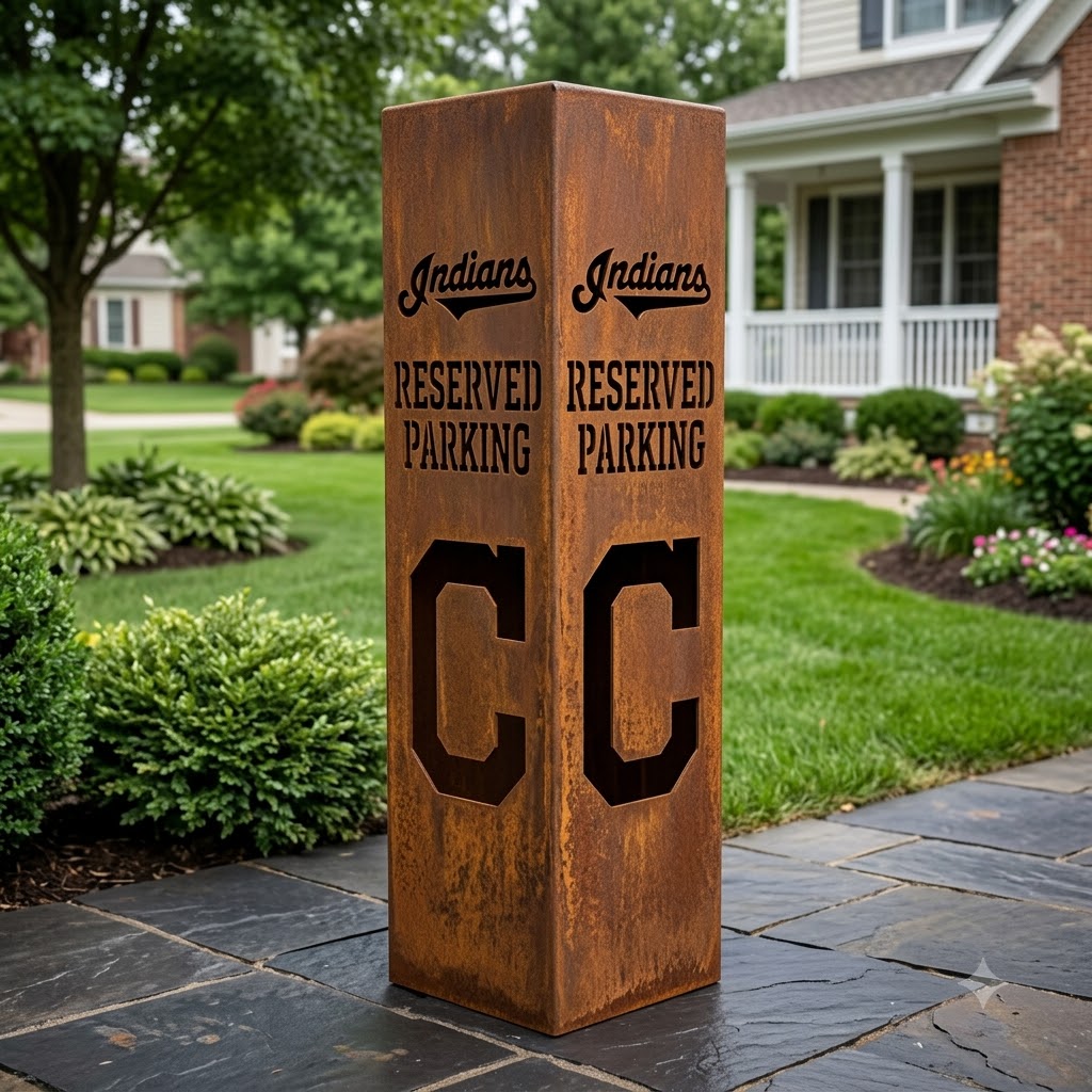 Cleveland Indians Reserved Parking Logo Metal Sign LED Light MLB Fan Wall Art Decor