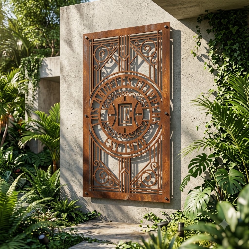 NBA Los Angeles Clippers Custom Metal Garden PanelBasketball Monogram Wall Art Home Decor