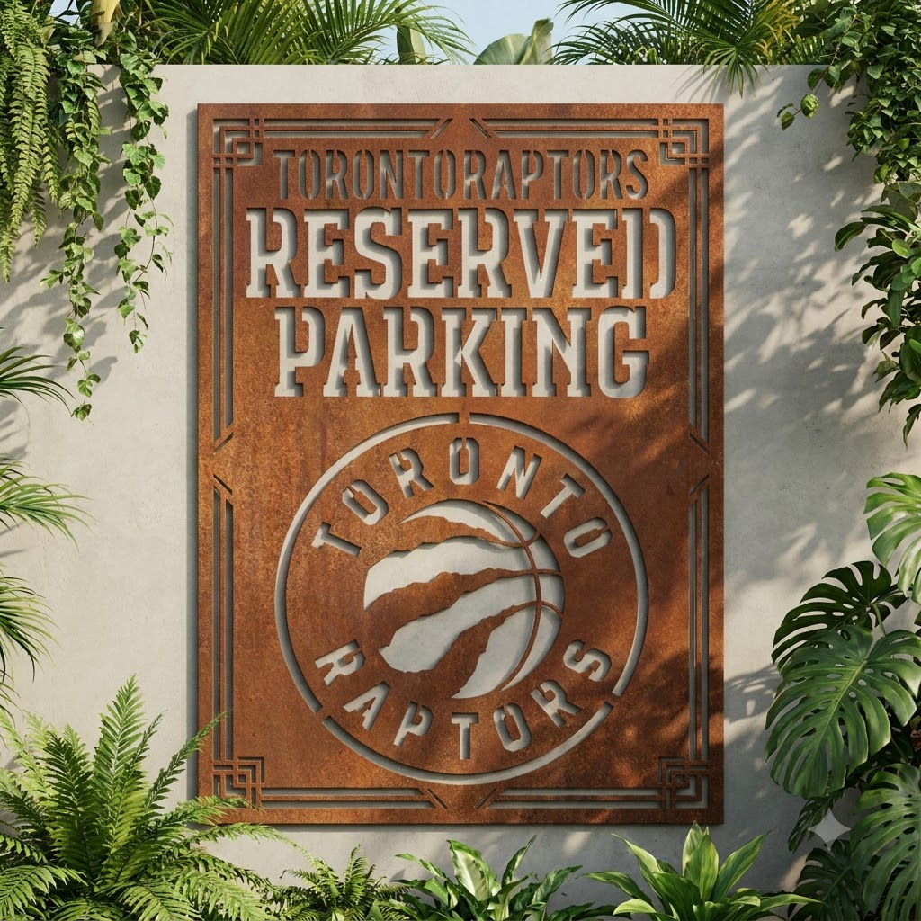 Toronto Raptors Reserved Parking Logo Custom Metal Garden PanelNBA Fan Wall Art Home Decor