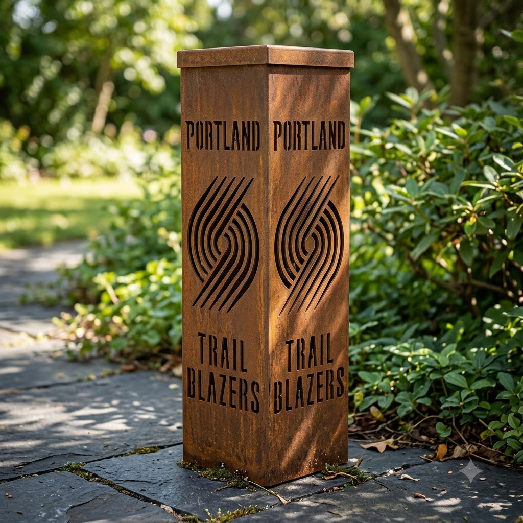Portland Trail Blazers Logo Garden Metal ColumnNBA Fan Wall Art Home Decor (1)