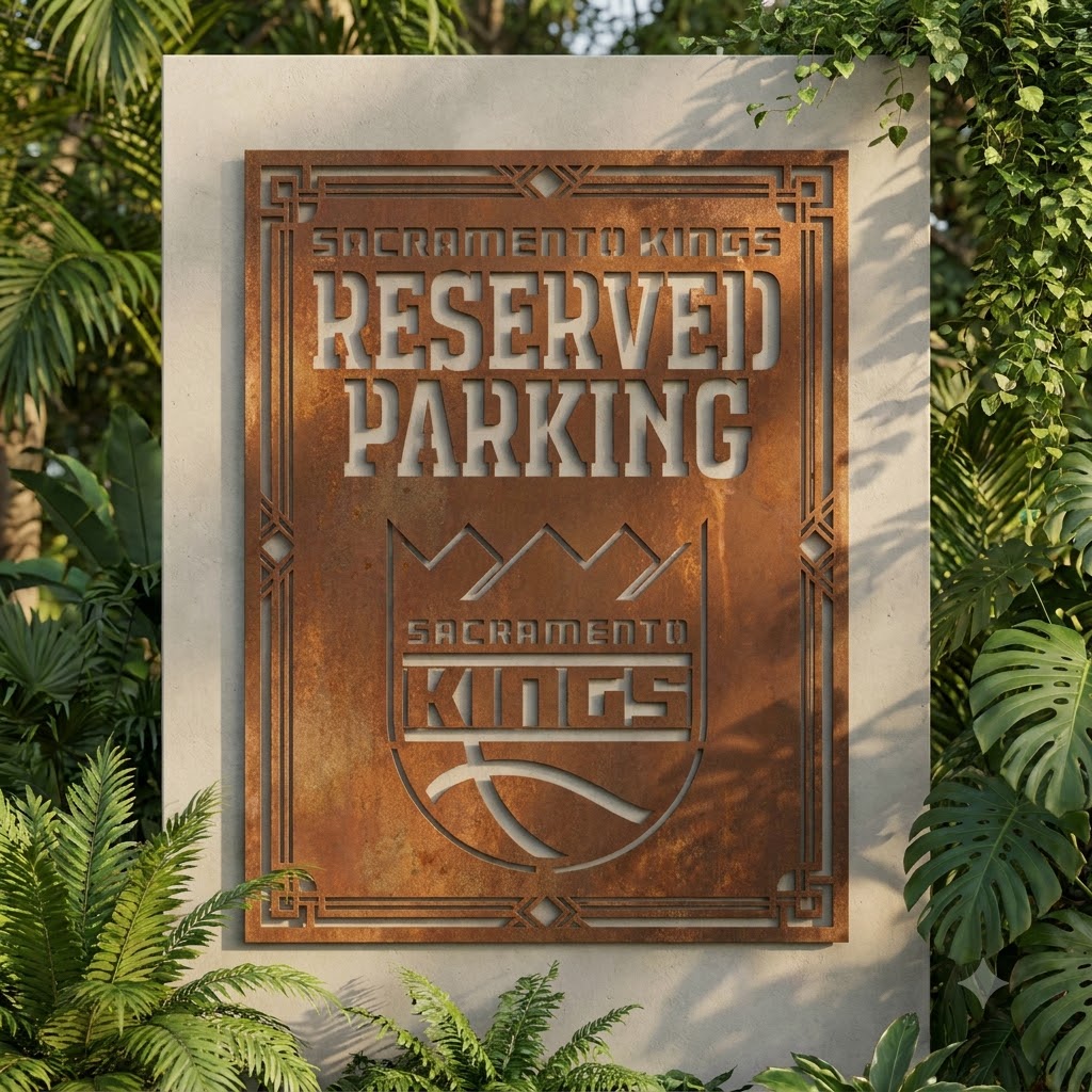 Sacramento Kings Reserved Parking Custom Metal Garden PanelNBA Fan Wall Art Home Decor