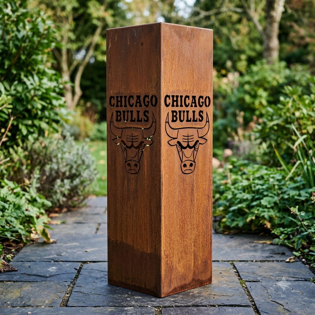 Chicago Bulls Logo Garden Metal ColumnNBA Fan Wall Art Home Decor