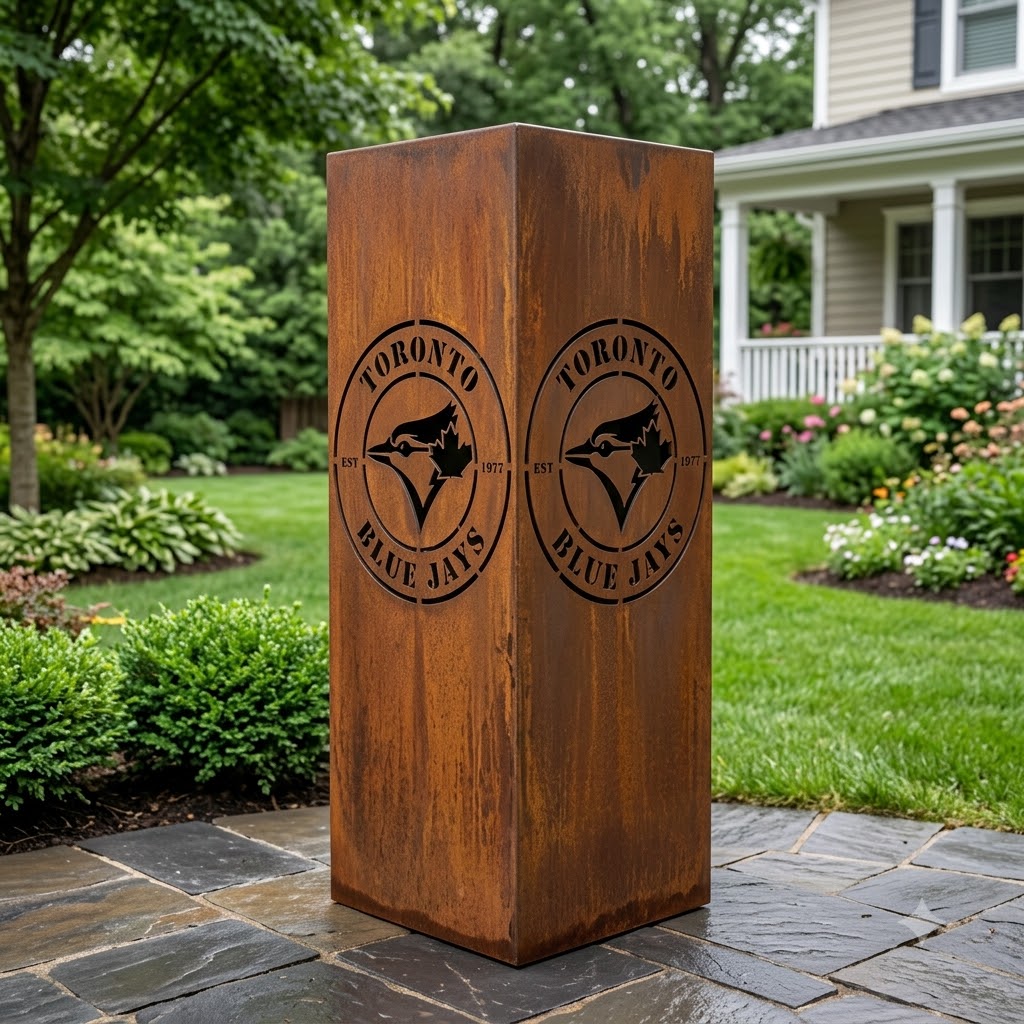 Toronto Blue Jays MLB Fire Roasted Metal Wall Art Baseball Fan Gift Outdoor Patio Porch Vintage Deco