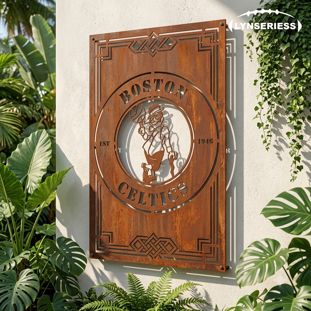 Boston Celtics NBA Custom Metal Garden Panel Metal Wall Art Basketball Fan Gift Outdoor Patio Porch Vintage Decor