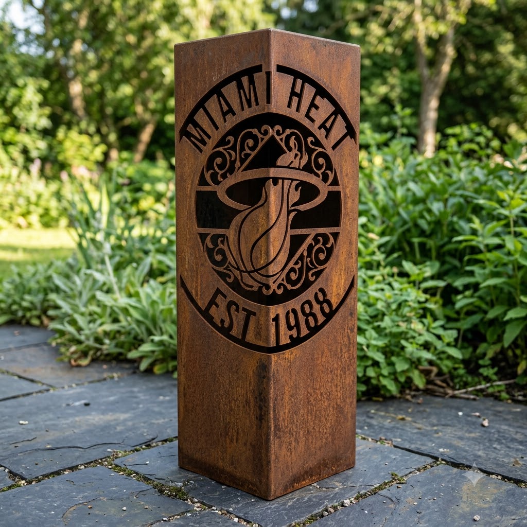 NBA Miami Heat Garden Metal ColumnBasketball Monogram Wall Art Home Decor