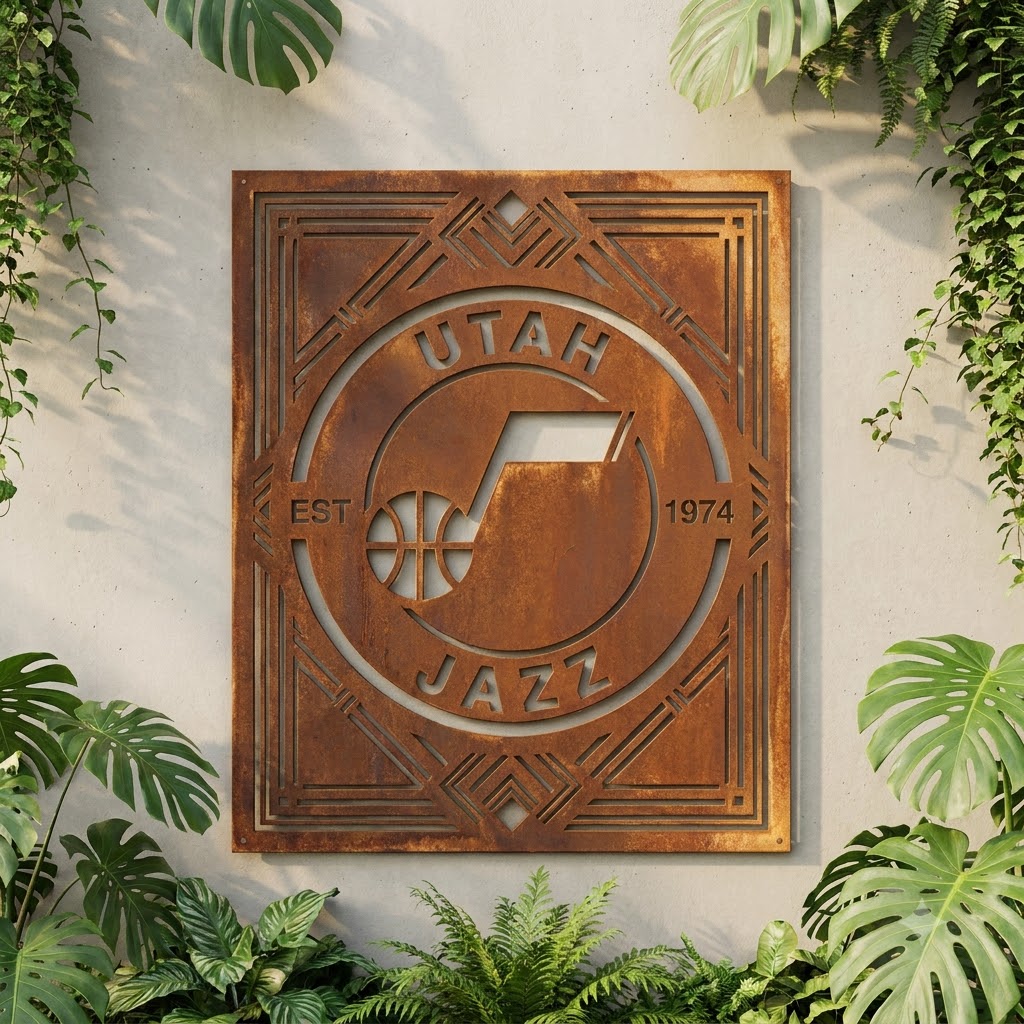 Utah Jazz Custom Metal Garden PanelNBA Wall Art Home Decor