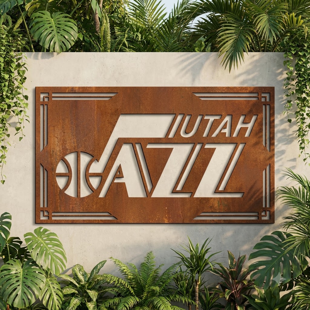 Utah Jazz Logo Custom Metal Garden PanelNBA Fan Wall Art Home Decor