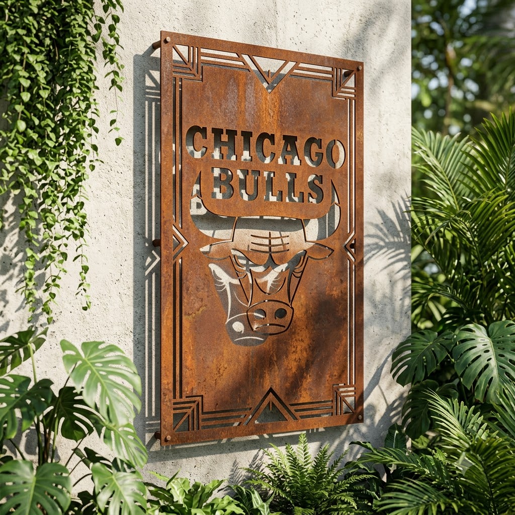 Chicago Bulls Logo Custom Metal Garden PanelHome Bar Wall Art Decor