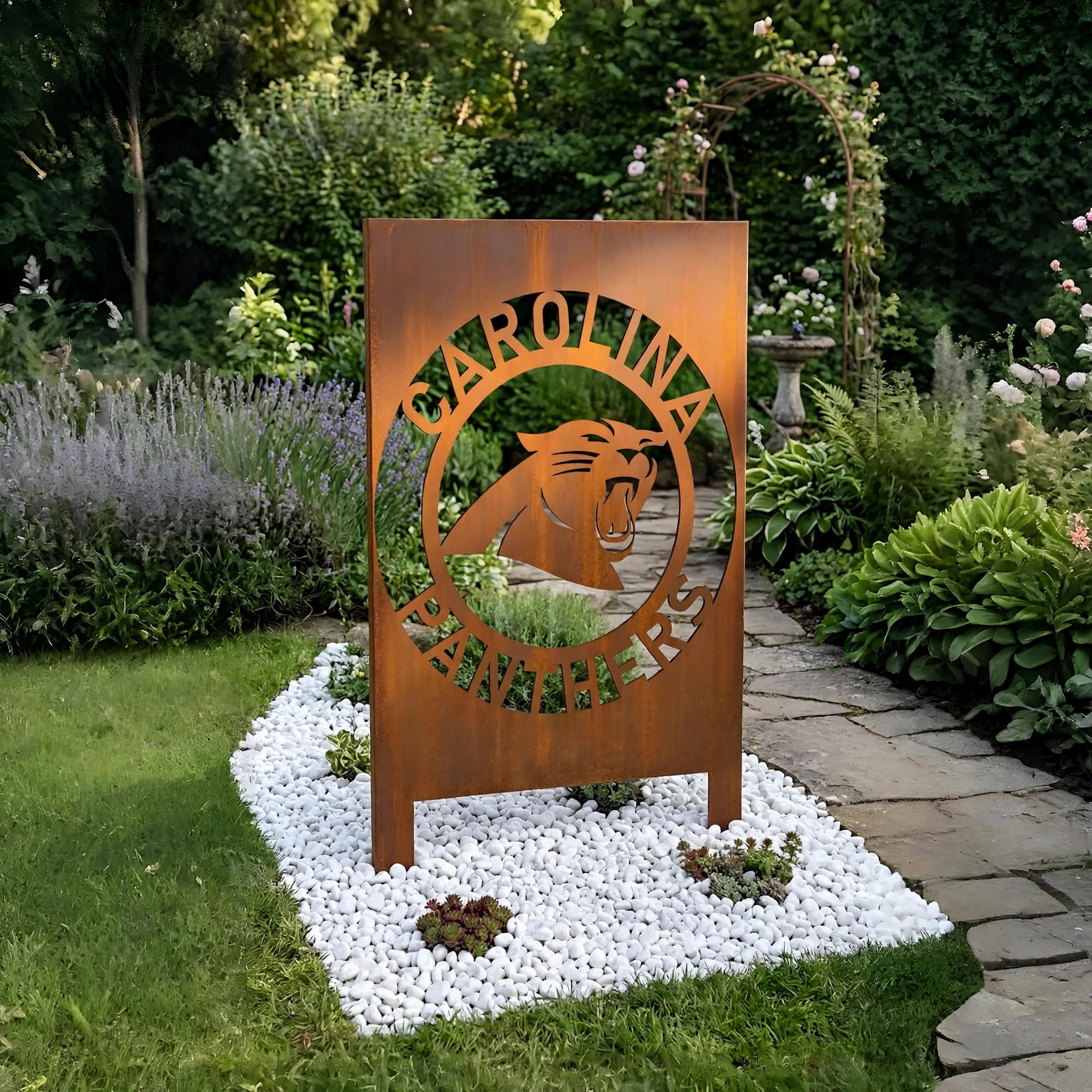 Carolina Panthers Logo Metal Garden Panel – NFL American Football Fan Outdoor Yard Decor Gift