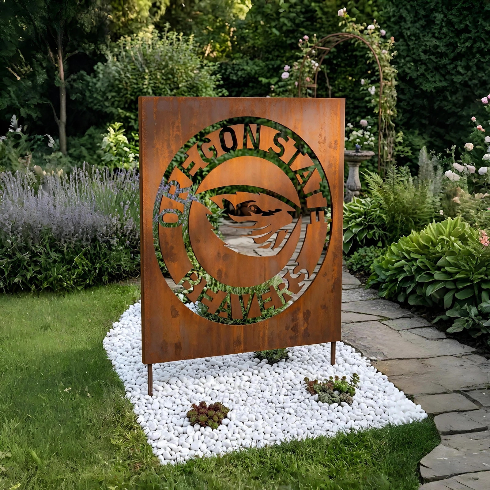 Oregon State Beavers Logo Metal Garden Panel – NCAA American Football Fan Outdoor Yard Decor Gift