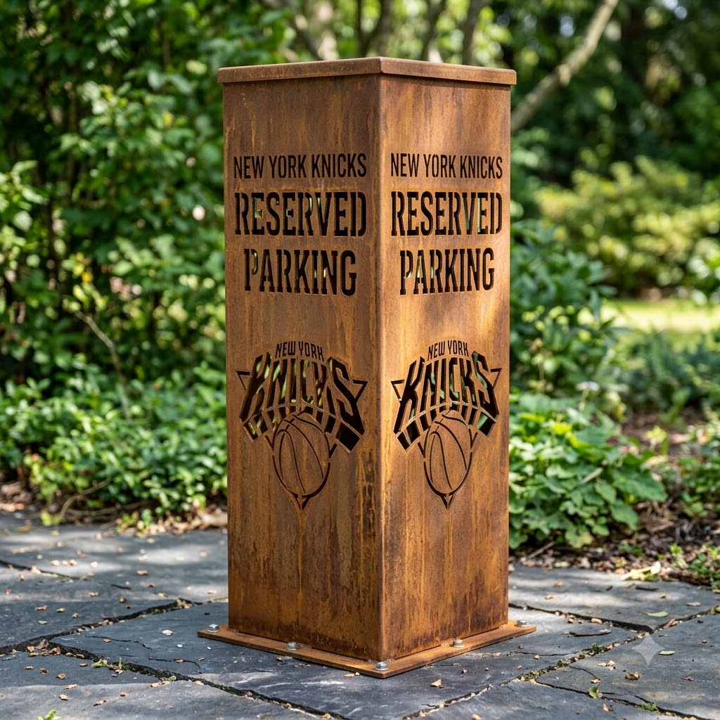 New York Knicks Reserved Parking Logo Garden Metal ColumnNBA Fan Wall Art Home Decor